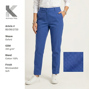 Kohinoor <b>Mills</b> unisex Oxford Trousers 100% Cotton 285GSM Microsanded Soft Formal Fit Blue - Product Image 2