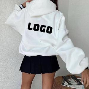 Sudadera con Capucha Oversize Unisex, Manga Murciélago, Color Blanco Sólido, Tejido de Algodón, Dobladillo con Volantes, Ropa de Otoño - Product Image 3