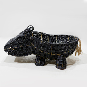 Cesta de Almacenamiento Hippo, Organizador de Juguetes de Ratán Sintético Negro, Decorativa y Vertical - Product Image 1