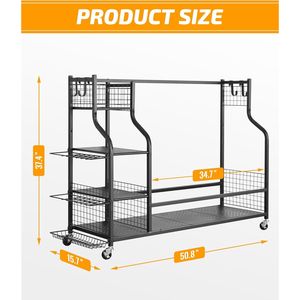 Organizzatore Extra Large per 4 Sacche da Golf, Scaffale per Garage per la Conservazione di Mazze e Accessori - Product Image 2