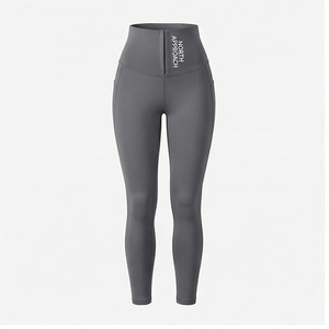 Leggings de yoga taille haute pleine longueur North Approach gris uni sans couture extensibles dans les quatre sens pour femme - Product Image 1