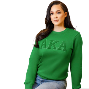 เสื้อสเวตเชิ้ตสีเขียวล้วน ยี่ห้อ AKA Chenille สำหรับผู้หญิง แขนยาว คอกลม ผ้าฟลีซ สไตล์ลำลอง ปักลาย แฟชั่นเสื้อผ้าชั้นนำ - Product Image 2