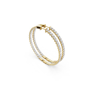 Boucles d'oreilles créoles rondes Aarinya Halo Orbit serties de diamants de laboratoire, certifiées IGI, en or 18 carats, pour femme, mariage et fiançailles - Product Image 5