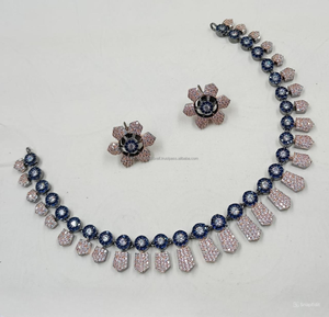 Ensemble de bijoux de mariée en diamant américain classique Collier et boucles d'oreilles en deux pièces pour mariage Style classique à la mode - Product Image 1