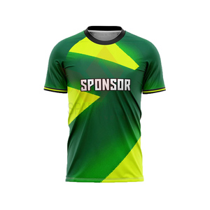 Camiseta de Fútbol Geométrica Verde y Amarilla para Hombre, Manga Corta, Cuello Redondo, Absorbe la Humedad, para Todas las Temporadas, Corte Regular, 100% Poliéster - Product Image 6