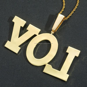 Collier personnalisé avec initiale en moissanite VVS, plaqué or 14 carats, bijoux hip-hop, passe le test du diamant, vente en gros M - Product Image 5