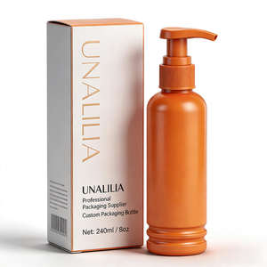 Botella de Plástico PET Redonda de 240 ml (8 oz) con Pulverizador, Color Naranja Personalizado, para Loción, Crema, Aceite Corporal, Sérum para el Cuidado de la Piel, Envase Cosmético - Product Image 5