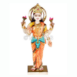 รูปปั้นพระลักษมีหินอ่อนแบบยืน |   รูปปั้นพระลักษมีหินอ่อนทำมือสำหรับบ้านและวัด – มาลียาส - Product Image 1