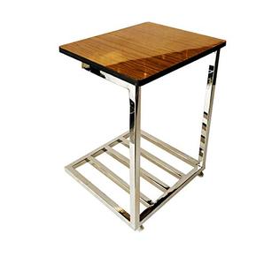 Stainless Steel Double Inverter Battery <b>Trolley</b> Stand SS Pipe Height Heavy Duty with Wooden Top Shelf Adjustable Feet - Product Image 5