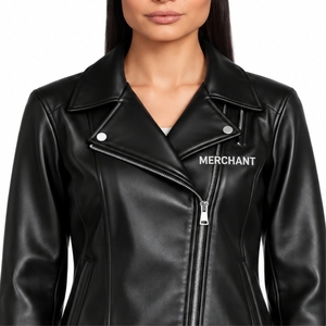 Chaqueta de Cuero para Mujer, Estilo Clásico, Cierre de Cremallera Asimétrico, Cuello Solapa, Manga Larga, Detalle de Bolsillo Lateral, Moderna - Product Image 6