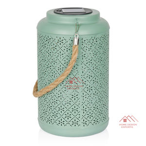 ตะเกียงโลหะเคลือบสีเทาพร้อมหูจับแบบเชือก งานแฮนด์เมด - Product Image 4