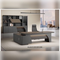 Bureau de direction professionnel en contreplaqué de qualité E1 avec unité arrière et surface visible en HPL – Suite de mobilier de poste de travail exécutif