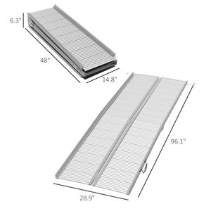 Rampa per Sedia a Rotelle in Alluminio Argento da 2,4 m, Pieghevole e Antiscivolo per Facile Accesso Domestico, Dispositivi di Assistenza e Gradini - Product Image 3
