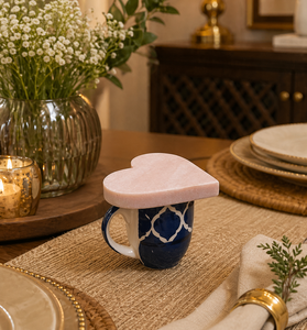 Pink Marble Heart <b>Coaster</b> – Handmade Stone <b>Drink</b> <b>Coaster</b>, Aesthetic Coffee Mug Cover, Romantic Table Decor Gift - Product Image 2