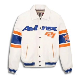 Wholesale 1 MOQ Genuine <b>Leather</b> New York USA Avirex-Style Varsity Bomber <b>Jacket</b> | Premium Streetwear Outerwear High-Volume Urban - Product Image 3