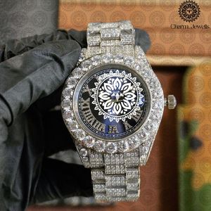 Reloj Mecánico de Acero Inoxidable para Hombre ICED OUT, Caja Redonda de 43 mm, Esfera Verde, Bisel con Diamantes, Reloj Analógico de Lujo con Indicador de Fecha - Product Image 5