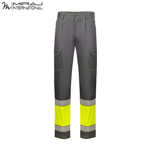 Traje de Trabajo de Seguridad de Alta Visibilidad en Amarillo y Gris con Logotipo Personalizado, Traje de Dos Piezas para Construcción e Ingeniería, Uniforme de Alta Visibilidad - Product Image 5