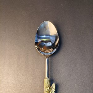 Cuchara para Sopa con Mango de Hoja de Otoño Dorada, Acero Inoxidable Pulido Espejo de Primera Calidad, Utensilio de Servicio Especializado para Catering de Alta Gama - Product Image 6