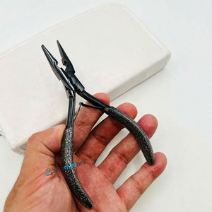 Pince à extensions capillaires noire à 2 trous avec logo personnalisé, poignée à paillettes, outil de coiffage réutilisable - Product Image 1