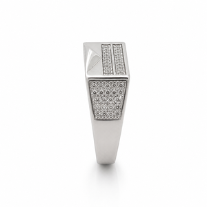 925 Sterling Silver Mens Black Accent Diamond <b>Ring</b> High Polish Modern Geometric <b>Statement</b> Band Wedding Party Daily Wear Fine - Product Image 4