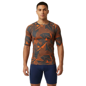 T-shirt de compression à manches courtes pour homme, couleur dégradée, col rond, séchage rapide, coupe sportive, vêtements de performance athlétique - Product Image 1