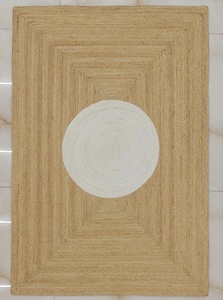 Handwoven Natural Jute & Cotton Center Eco-Friendly <b>Boho</b> Square Braided Area <b>Rug</b> for Living Room Home Decor - Product Image 2