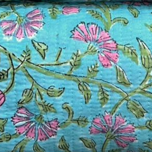 Jaipur Sustainable Travel Pouch Set of 3 Premium Quilted Cotton Makeup Organizer Waterproof Zip Closure Floral Hand Block Print - Product Image 4