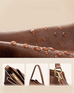 High Quality Classic PU Leather Tote Bag Women Casual Two Handles Zip Closure Durable Daily Use <b>Adjustable</b> <b>Strap</b> Metal Feet - Product Image 3