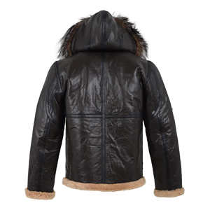 Chaqueta de Cuero Genuino Gruesa de Invierno para Hombre, Abrigo de Piel de Oveja con Cuello de Pelo, Chaqueta de Motero Cálida con Forro Polar, Ropa de Abrigo Exterior - Product Image 5