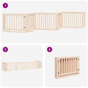 ชุดรั้วกั้นสุนัขไม้ป็อปลาร์ธรรมชาติ 6 ชิ้น แบบพับได้ 6 แผง - Product Image 5