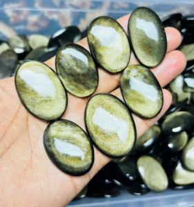 Cabujón de Obsidiana Dorada Natural de Grado AAA, Piedra Preciosa Suelta Mixta Hecha a Mano para Joyería, ASHU GEMS - Product Image 3