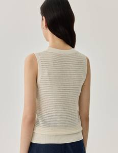 Chaleco Casual de Verano para Mujer, Tejido a Mano, de Algodón, sin Mangas, Cuello Redondo, Color Sólido, de Secado Rápido - Product Image 6