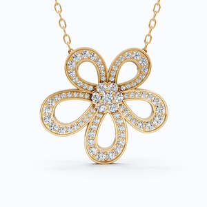 Collar de Oro de 10 Quilates con Colgante Floral y Diamante Cultivado en Laboratorio de 0.81CT, Certificado por IGI, Chapado en Rodio, Joyería Fina, Regalo para Bodas y Fiestas, OEM ODM - Product Image 2