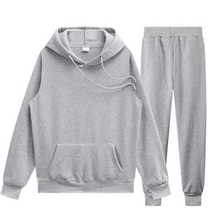 Ensemble de survêtement unisexe beige à capuche, coupe ample, 2 pièces, tenue de jogging décontractée, vêtements de sport mi-lourds - Product Image 5
