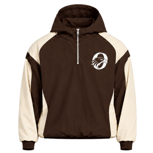 Veste coupe-vent à capuche légère pour homme, couleur neutre marron, avec fermeture éclair quart de tour, idéale pour les sports de plein air, la course à pied et les tenues décontractées - Product Image 1