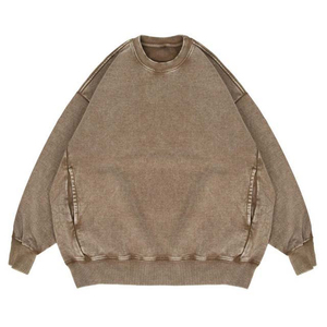 เสื้อสเวตเชิ้ตทรงโอเวอร์ไซส์ ยูนิเซ็กส์ คอโอ ทรงปกติ ผ้าฟอกสี ยับยาก มีกระเป๋าคู่ สไตล์สตรีทแวร์ สีพื้น ผ้าถัก 100% คอตตอน ใส่สบาย - Product Image 2