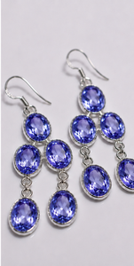 Tanzanite <b>Dangle</b> <b>Earrings</b> 925 Sterling <b>Silver</b> <b>Earrings</b>, Blue Violet Tanzanite Chandelier <b>Earrings</b>, Handmade Gemstone Jewelry Gif - Product Image 1