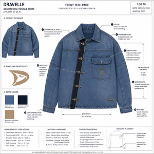 Chaqueta de Mezclilla Ligera Color Índigo Deslavado, Estilo Urbano Hip Hop, con Hebillas Metálicas de Nudo - Product Image 6