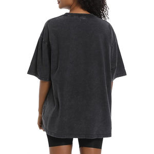 T-shirt unisexe vintage de luxe 100 % coton pour femme, personnalisable, effet délavé, coupe oversize, délavage acide, prix abordable, OEM - Product Image 2