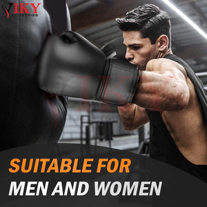 Gants de boxe d'entraînement et de compétition personnalisés avec logo, Muay Thai, couleur noire unie, étiquette privée, service OEM ODM - Product Image 3