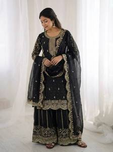Conjunto de Palazzo para Mujer de Diseño con Bordado Codificado y Dupatta Elegante - Product Image 3