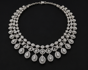 Parure Collier et Boucles d'Oreilles Orelia Luxe Orelia 462 en Zircon Argenté Plaqué Platine, Bijoux de Mariée Tendance Goutte Ovale pour Cadeau de Mariage ou Fête - Product Image 3