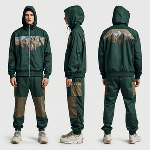 Chaqueta Deportiva Cortavientos Premium para Hombre, Diseño Forestal con Gráficos Bordados y Construcción Ligera de Nailon - Product Image 3