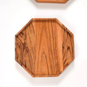 Bandeja de Servir de Madera, Decoración para Cocina y Hogar, Bandeja Octogonal de Madera de Acacia para Té, Café, Aperitivos y Pasteles, Bandejas Decorativas - Product Image 1