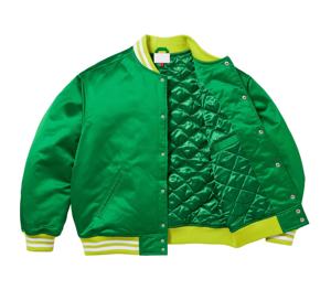 Collège vierge broderie soie en vrac en gros boutonné Lettermen personnalisé luxe université hommes Baseball Bomber décontracté Satin veste - Product Image 3