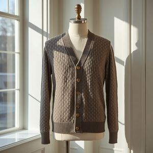 14GG Cotton <b>Button</b> Front Men <b>Cardigan</b> Premium Knitwear with OEM ODM Customization - Product Image 2