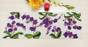 Elegant Beaded <b>Table</b> Runner Oval Fabric Glam Handmade Design White Decorative Mat - Product Image 4