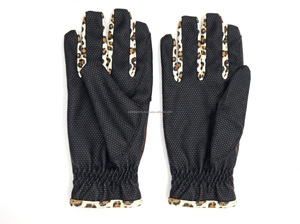 <b>Women</b> Full Finger Horse Riding <b>Gloves</b> Metallic Glitter Leopard Print Non-Slip Stretch <b>Leather</b> <b>Gloves</b> - Product Image 3