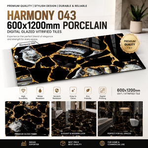 Carreaux de sol en porcelaine effet marbre noir brillant avec veines dorées, décoration intérieure, carreaux de sol en porcelaine 1200 x 600, carreaux pleine masse. - Product Image 2