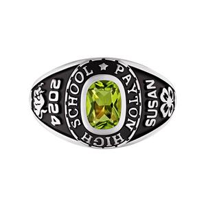 Anillo de Graduación de Plata de Ley 925 con Piedra de Nacimiento en Forma de Cojín para Mujer, Personalizado para Escuela Secundaria o Universidad - Product Image 2